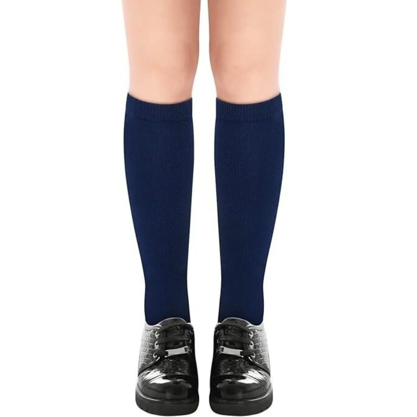 1x Pair School Uniform Knee High Socks Cotton Rich Girls Boys Kids - Navy