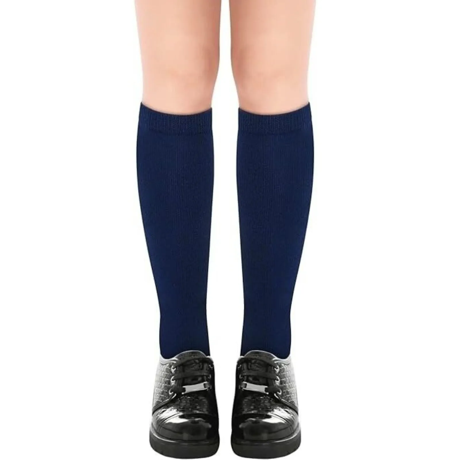 1x Pair School Uniform Knee High Socks Cotton Rich Girls Boys Kids - Navy