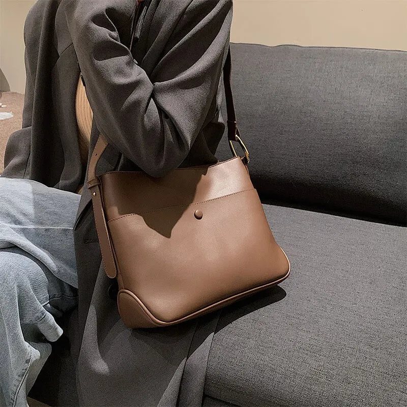 Back to College Vintage Fashion Female Tote Bag 2021 New High Quality PU Leather Women's Designer Handbag High capacity Shoulder Messenger Bag