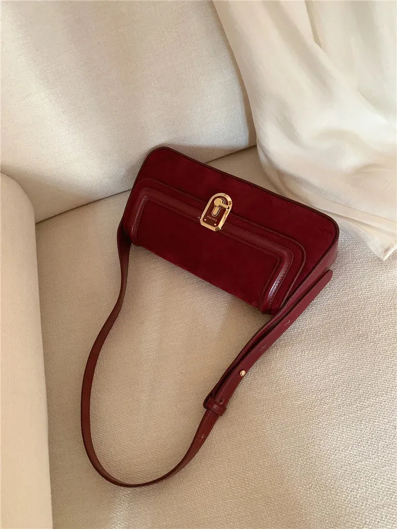 binfenxie Vintage Elegant Red Shoulder Bag For Women High Street Luxury Designer Handbag Female Retro Purse Underarm Bag Y2k
