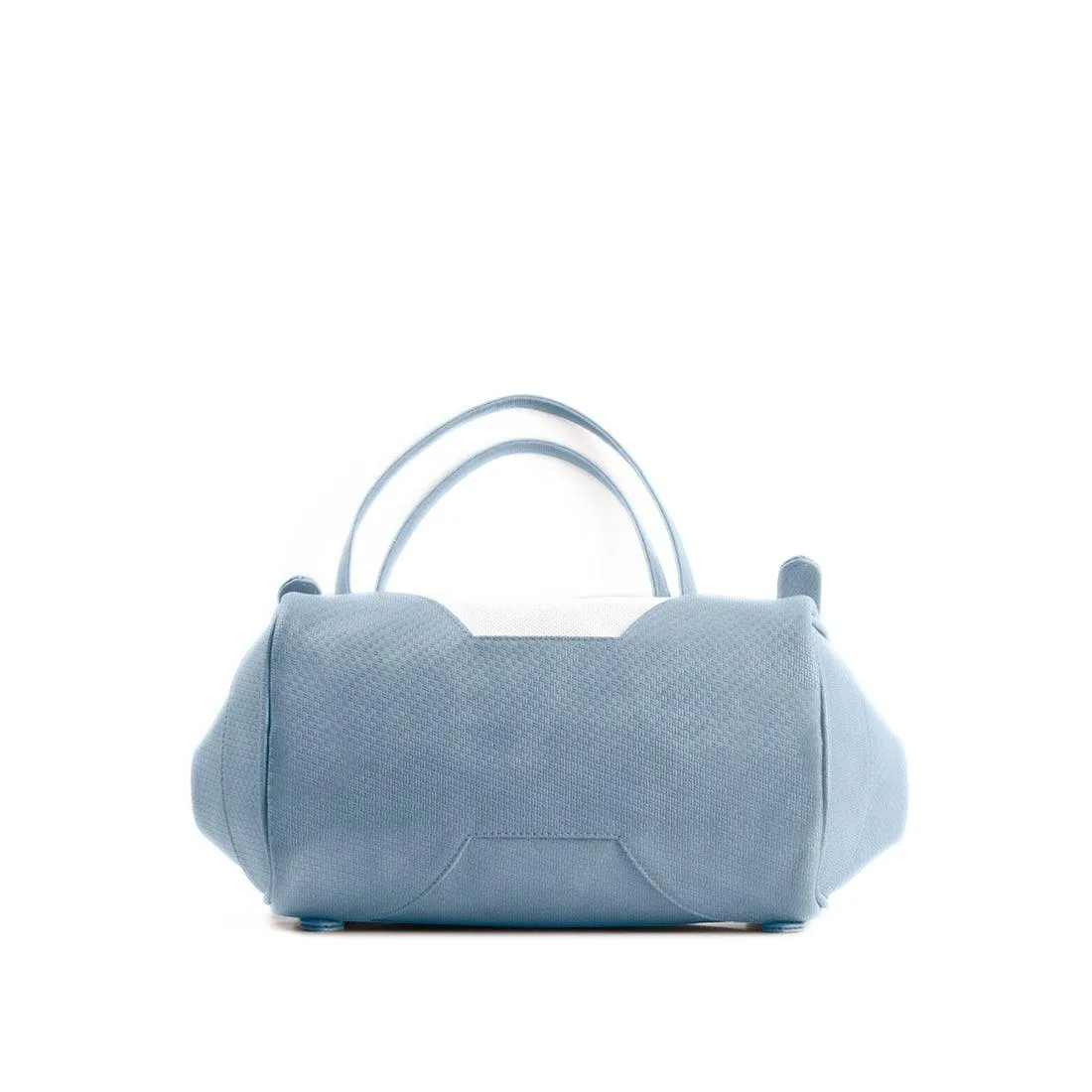 Blue Leather Tote Bag Leafs