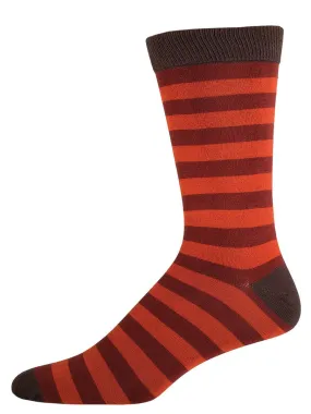 Burgundy and Orange Stripe Bamboo Socks (Men's)