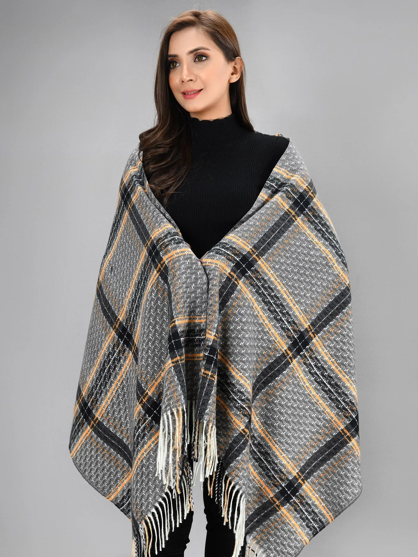 Checkered Shawl - Black