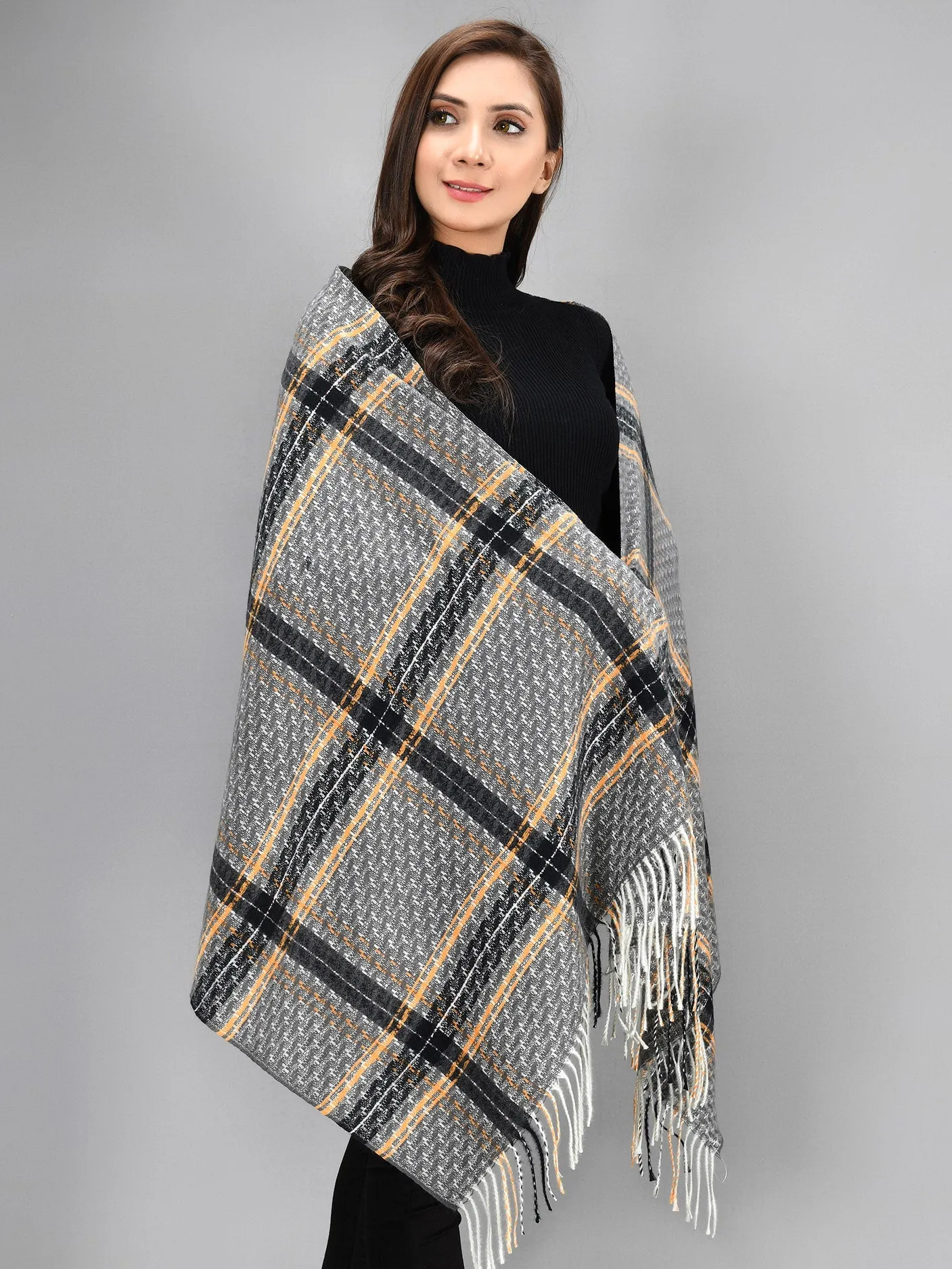 Checkered Shawl - Black