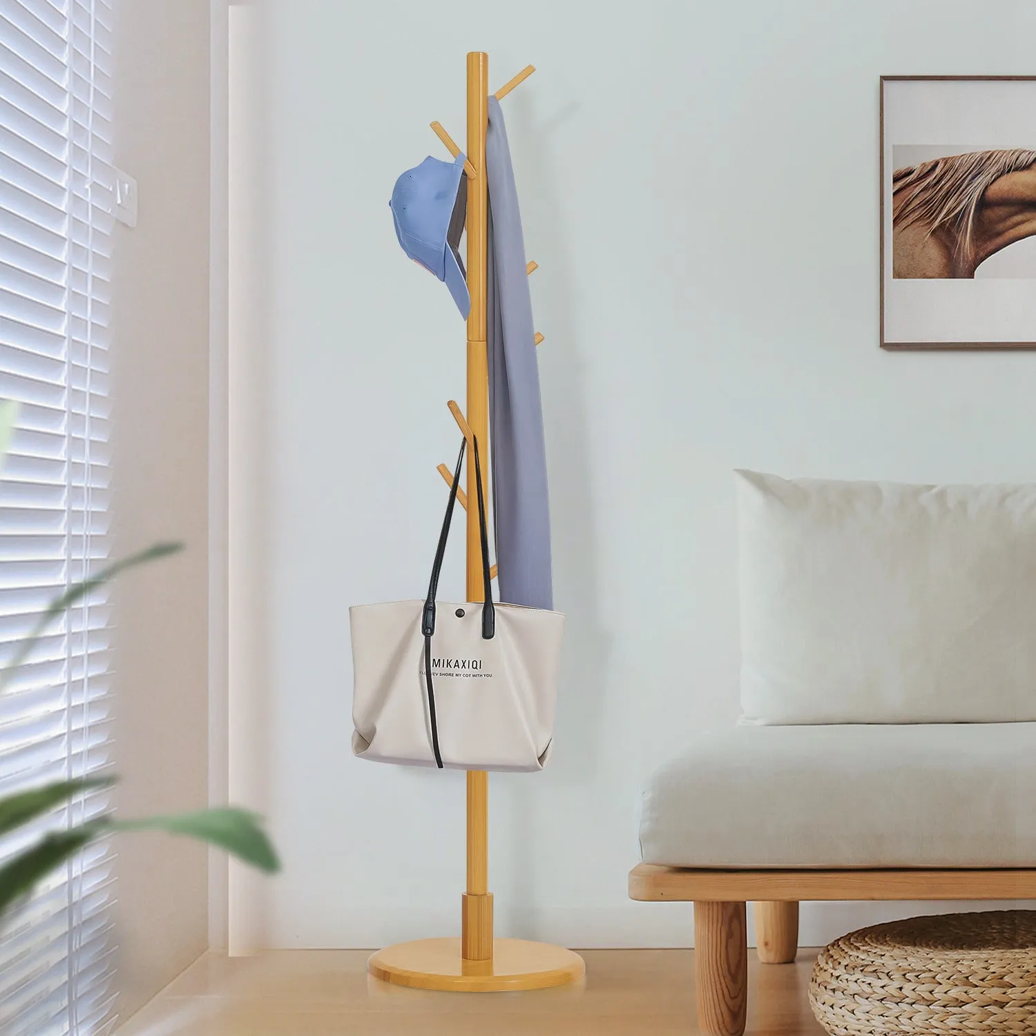 Coat Tree Stand - Round Base - Natural