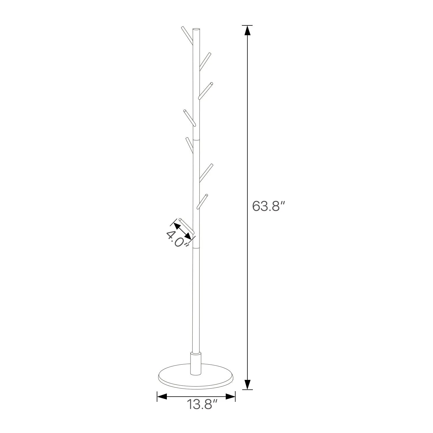 Coat Tree Stand - Round Base - Natural