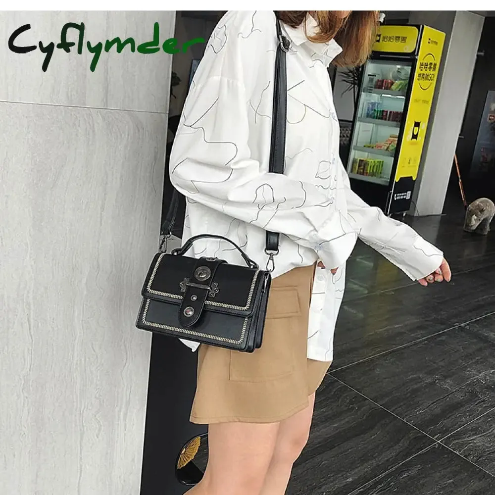 Cyflymder Elegant Female Casual Tote Bag Fashion New High Quality PU Leather Women's Designer Handbag Rivet Shoulder Messenger Bag
