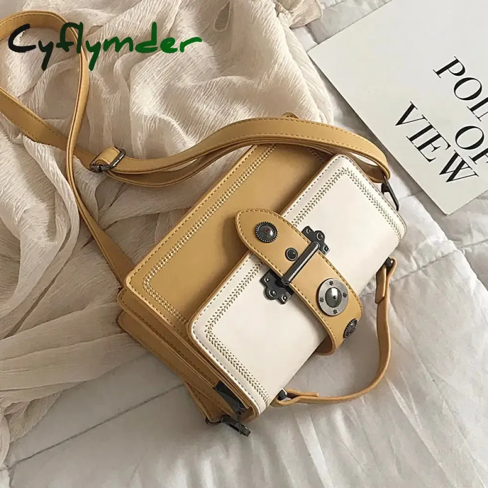 Cyflymder Elegant Female Casual Tote Bag Fashion New High Quality PU Leather Women's Designer Handbag Rivet Shoulder Messenger Bag