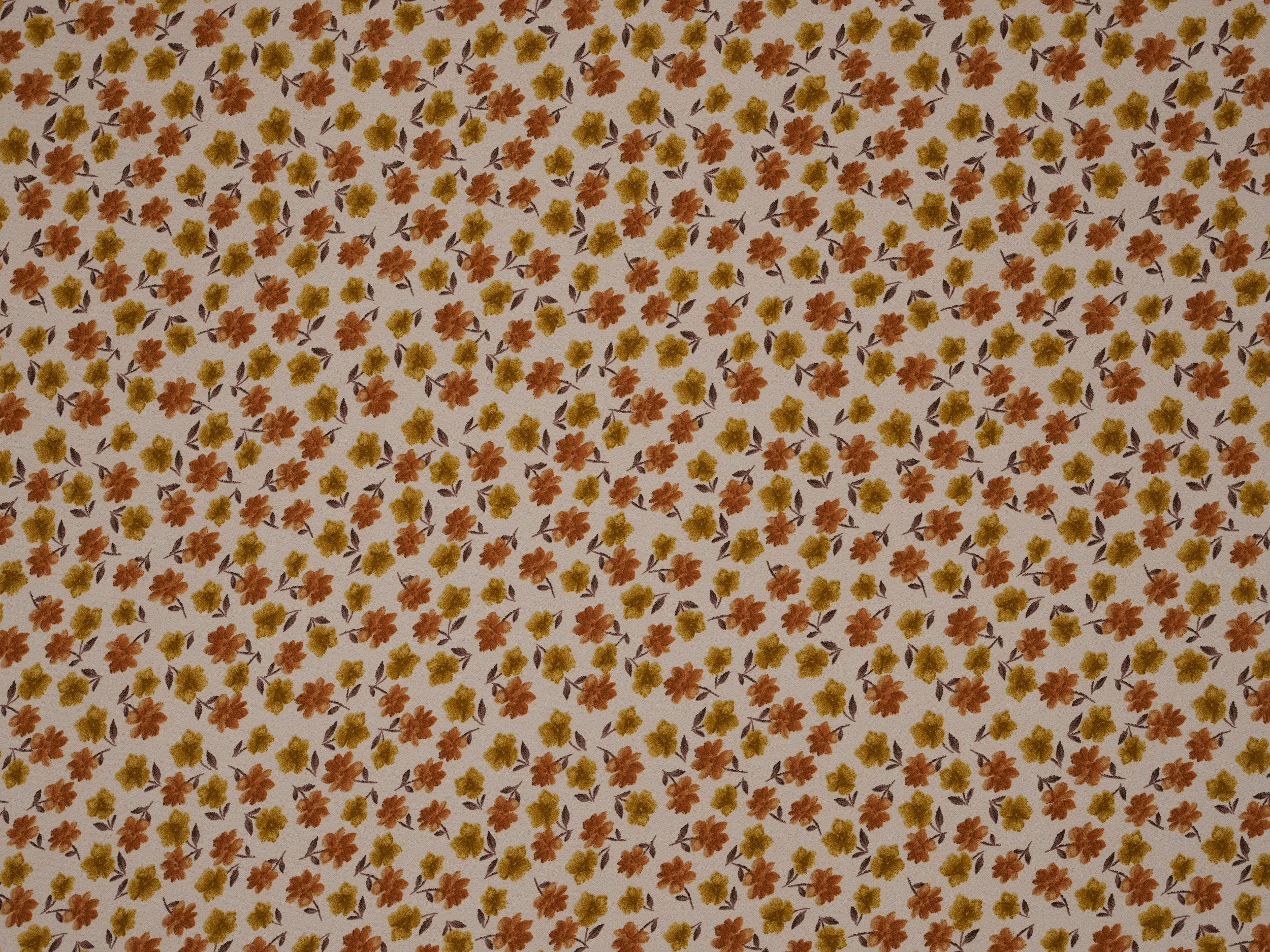 Dainty brown and yellow flowers   pattern - georgette  fabric by the yard -