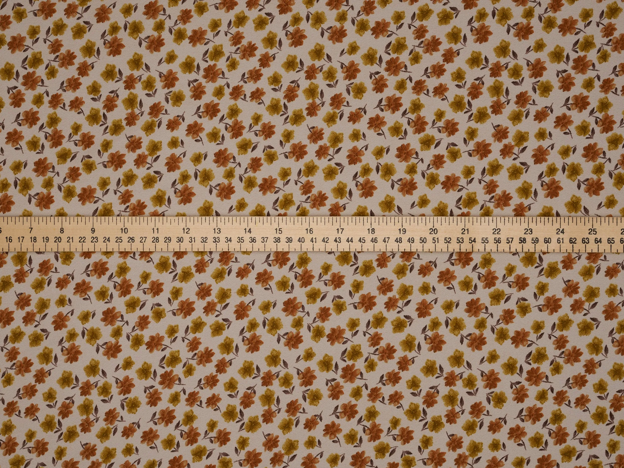 Dainty brown and yellow flowers   pattern - georgette  fabric by the yard -