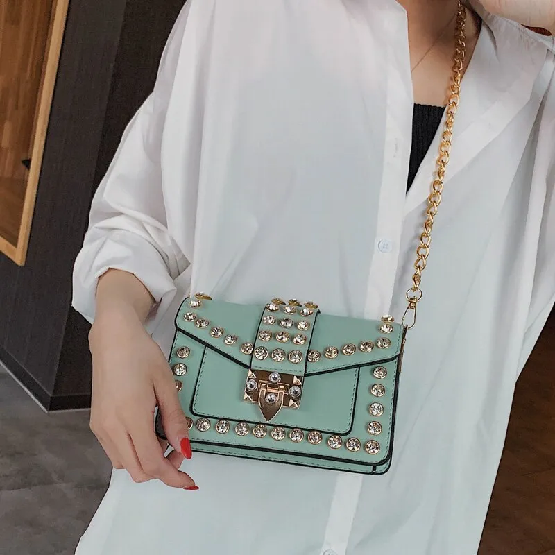 European Fashion Diamond Square bag 2020 New High Quality PU Leather Women's Designer Handbag Chain Shoulder Messenger bag