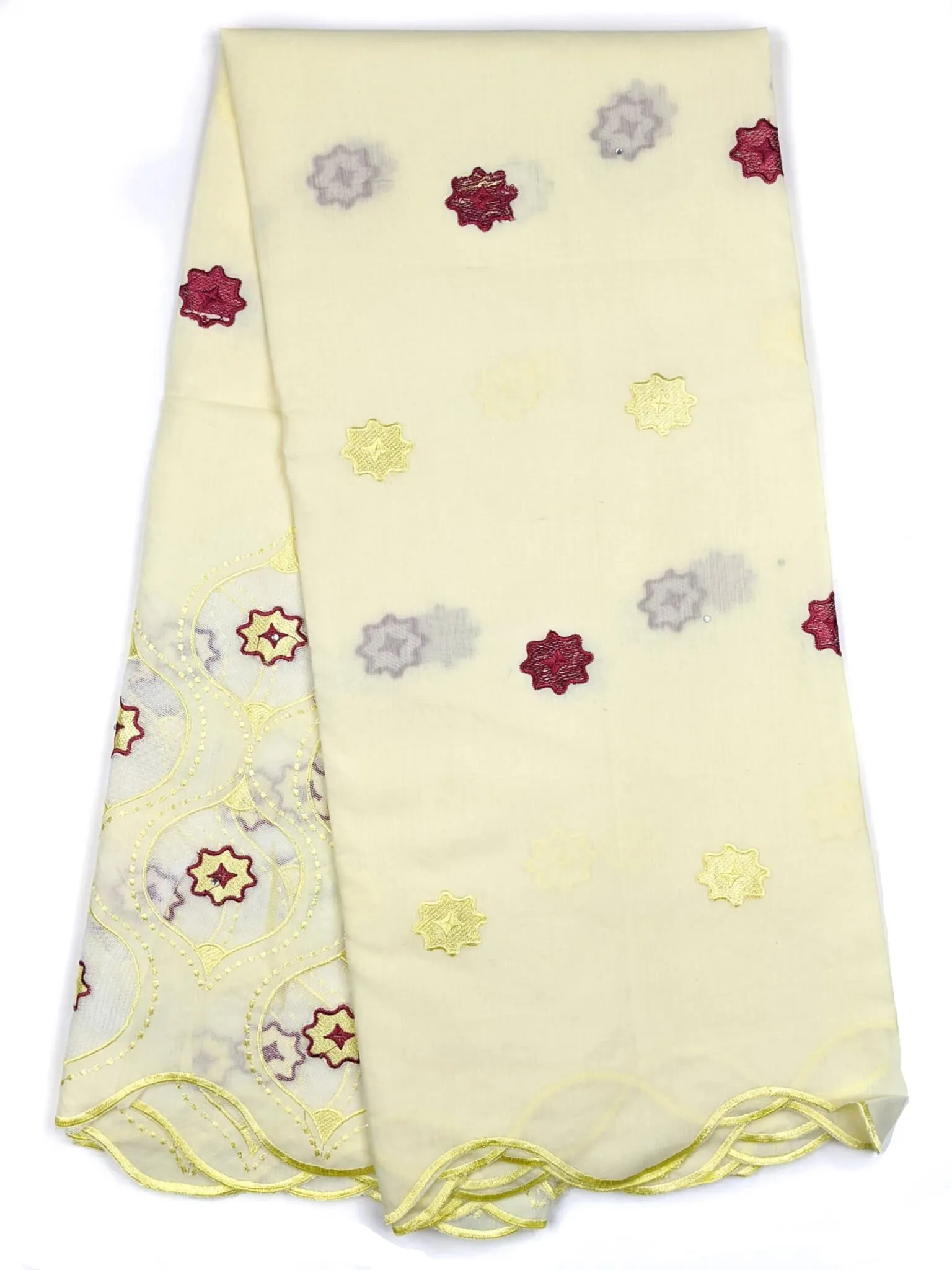 Gold & Burgundy Cotton/Net Lace