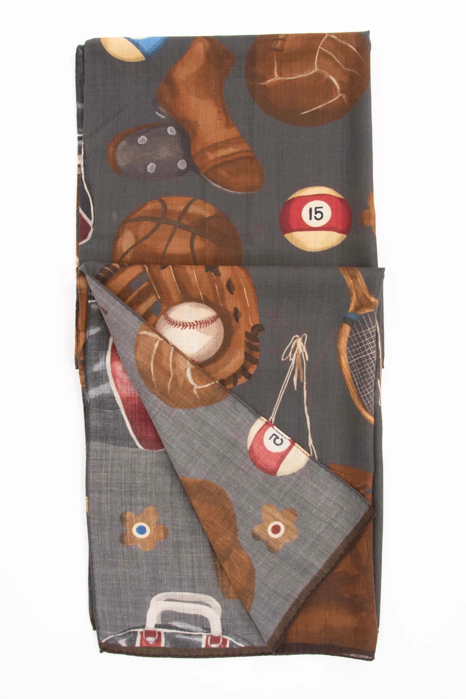 Grey Pure Italian Wool Gentleman's Games Scarf