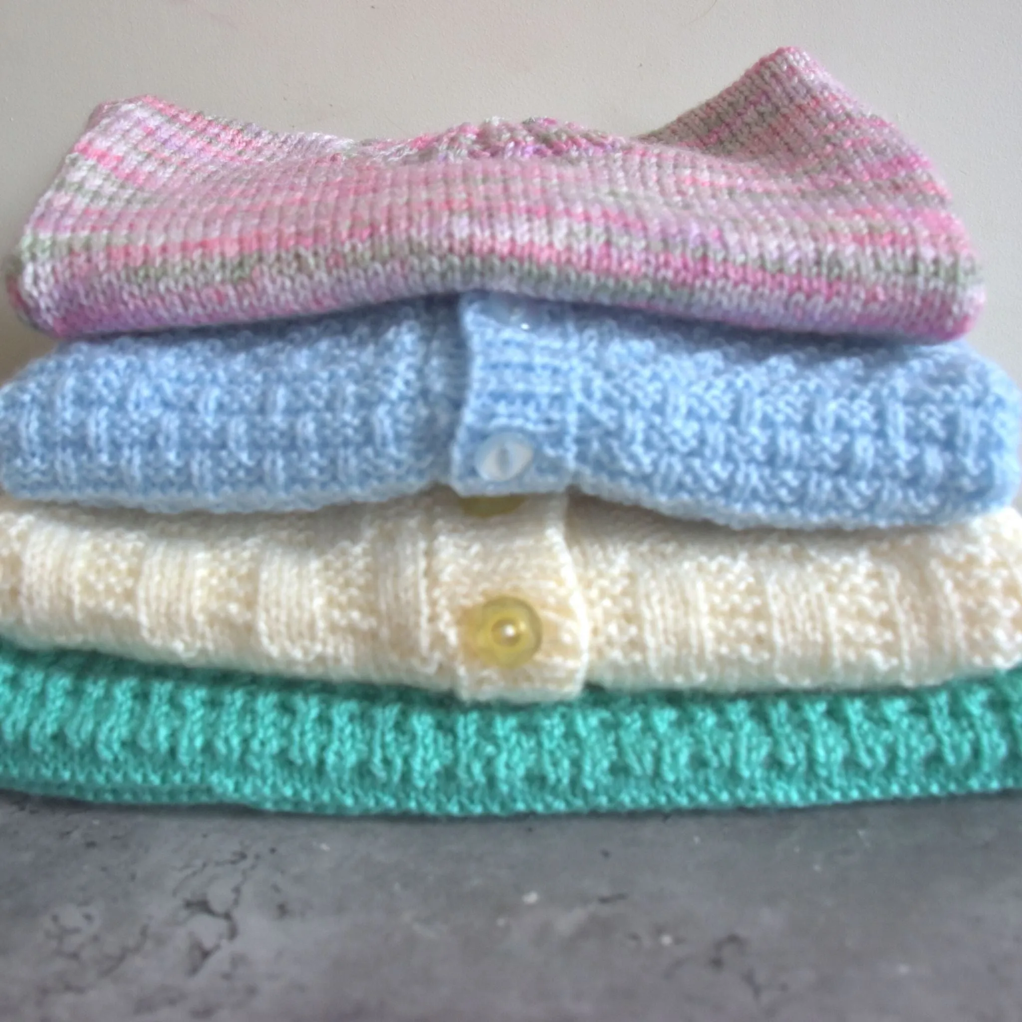Handmade Knitted Baby Cardigan with Hood and Mittens Natural