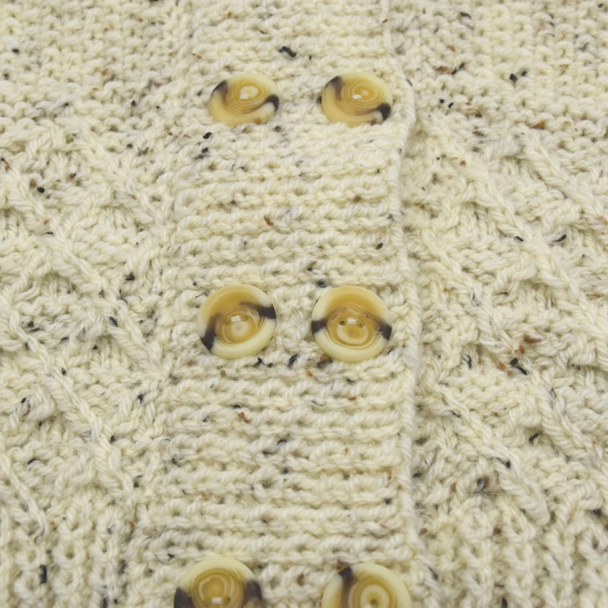 Handmade Knitted Baby Cardigan with Hood and Mittens Natural