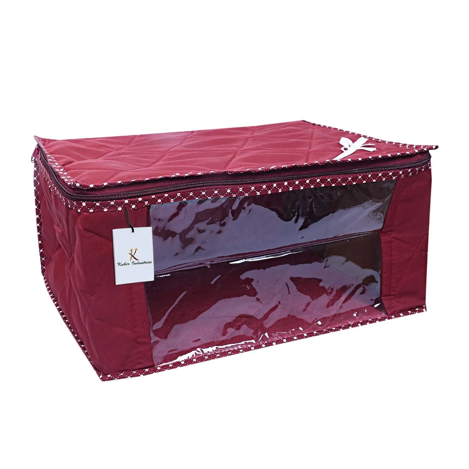 Kuber Industries 3 Layered Quilted 3 Pieces Cotton Saree Cover Set (Maroon) - CTKTC23170, Standard