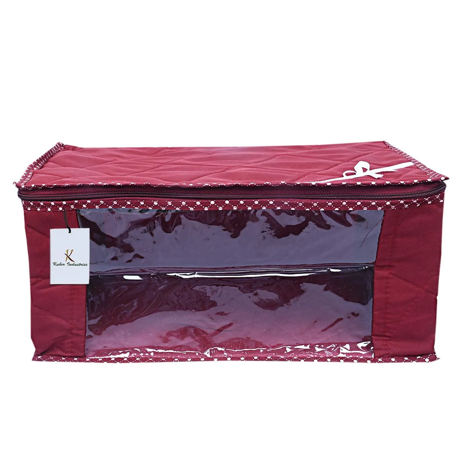 Kuber Industries 3 Layered Quilted 3 Pieces Cotton Saree Cover Set (Maroon) - CTKTC23170, Standard