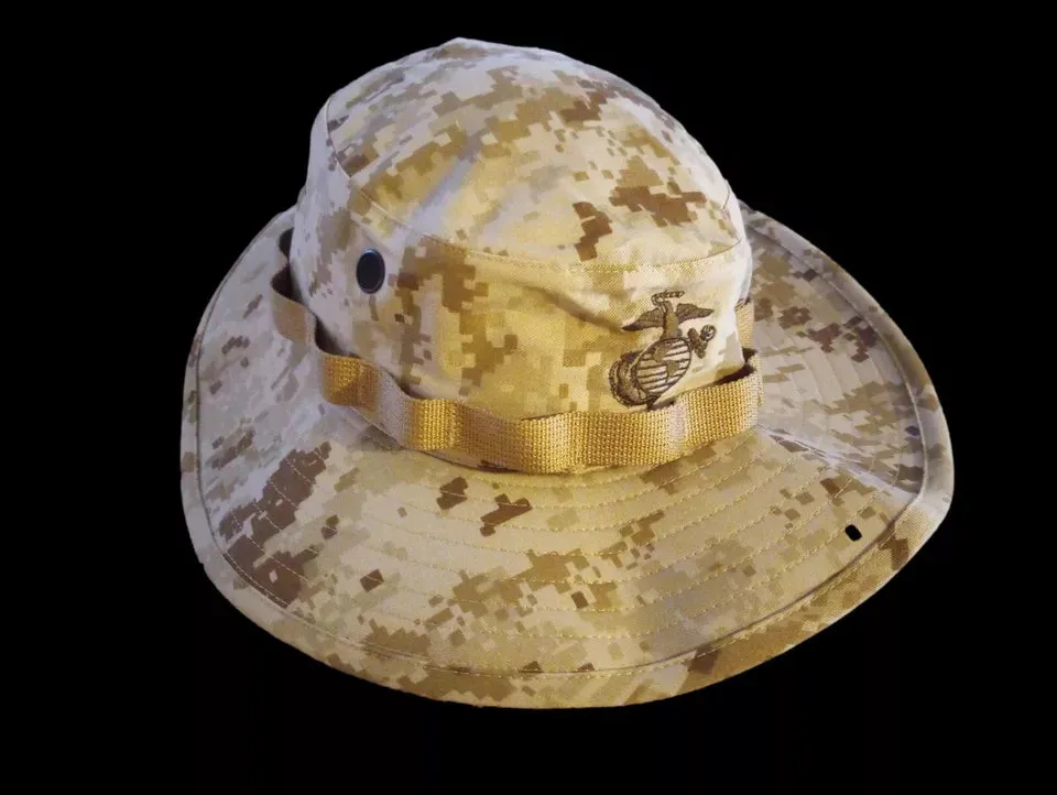 MARINE CORPS BOONIE HAT DIGITAL DESERT MARPAT CAMOUFLAGE LARGE 7.5  USA MADE
