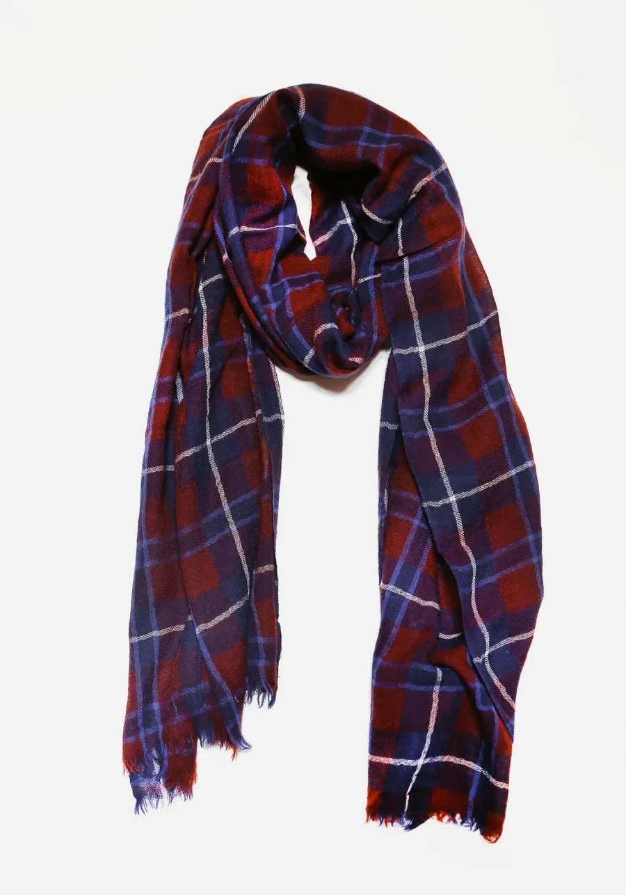 Mumbai Plaid Scarf Brown/Blue LA