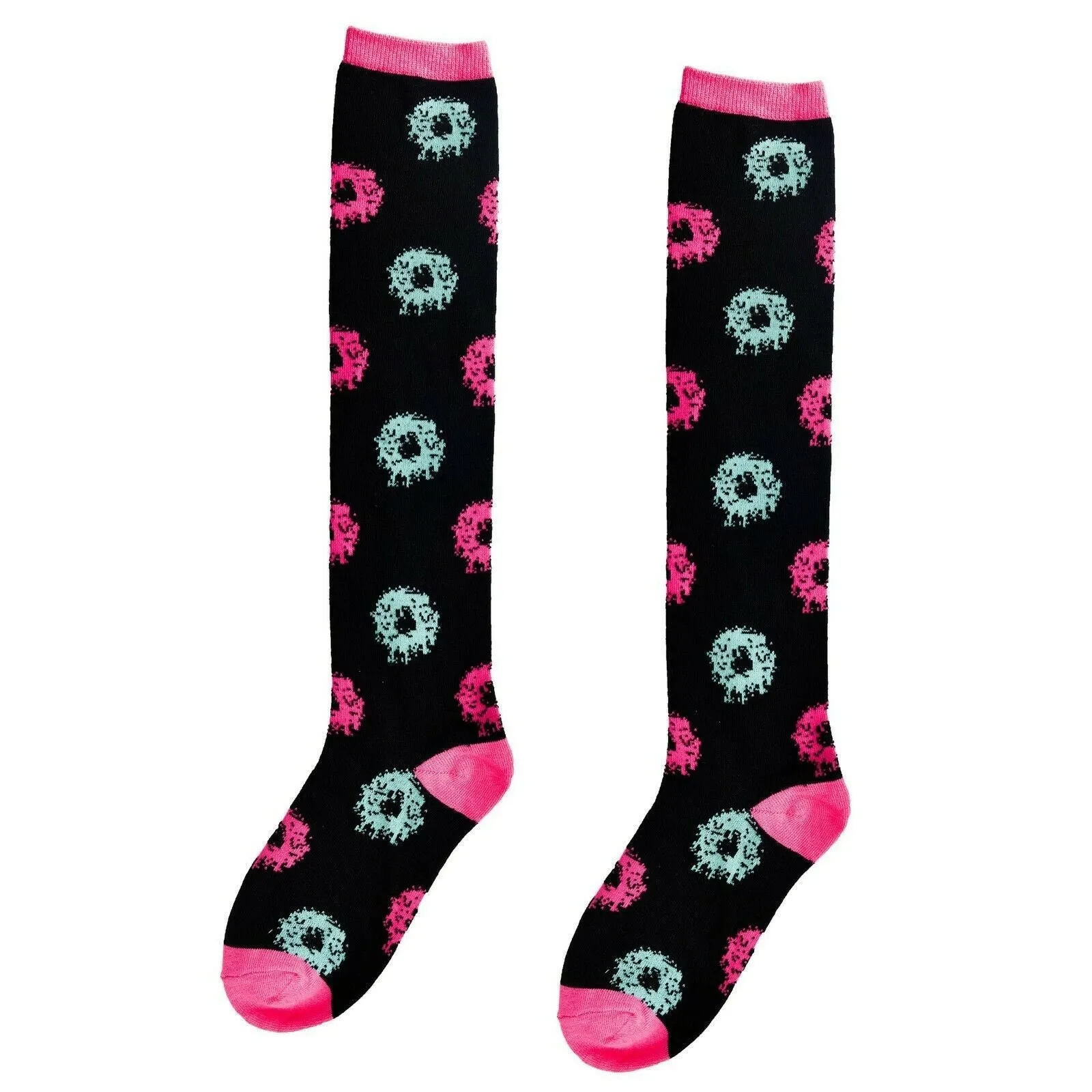 Neon Donut Junk Food 90s Knee Socks
