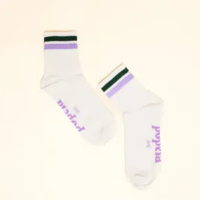 Organic Cotton Ankle Socks in Green/Lilac