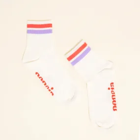 Organic Cotton Ankle Socks in Lilac/Red