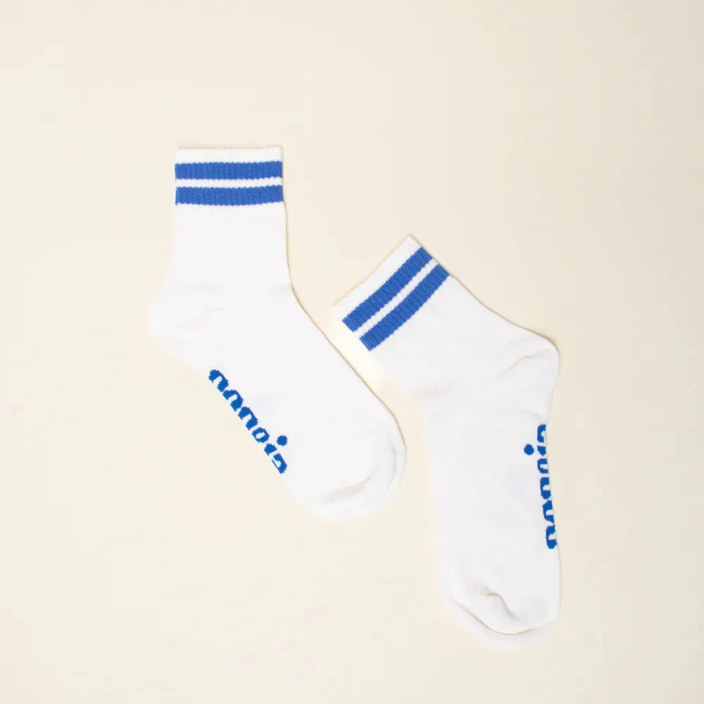 Organic Cotton Ankle Socks with Blue Stripes