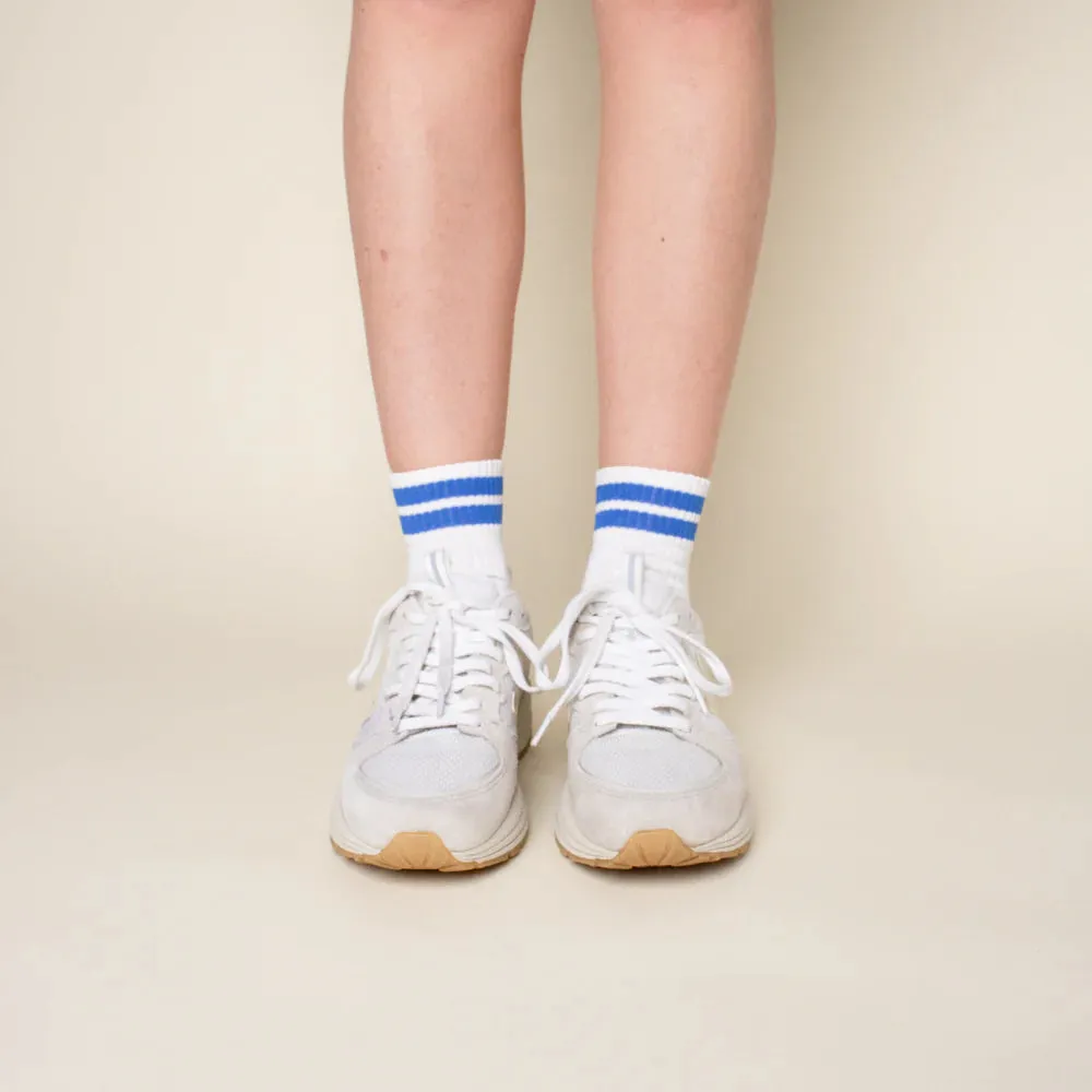 Organic Cotton Ankle Socks with Blue Stripes