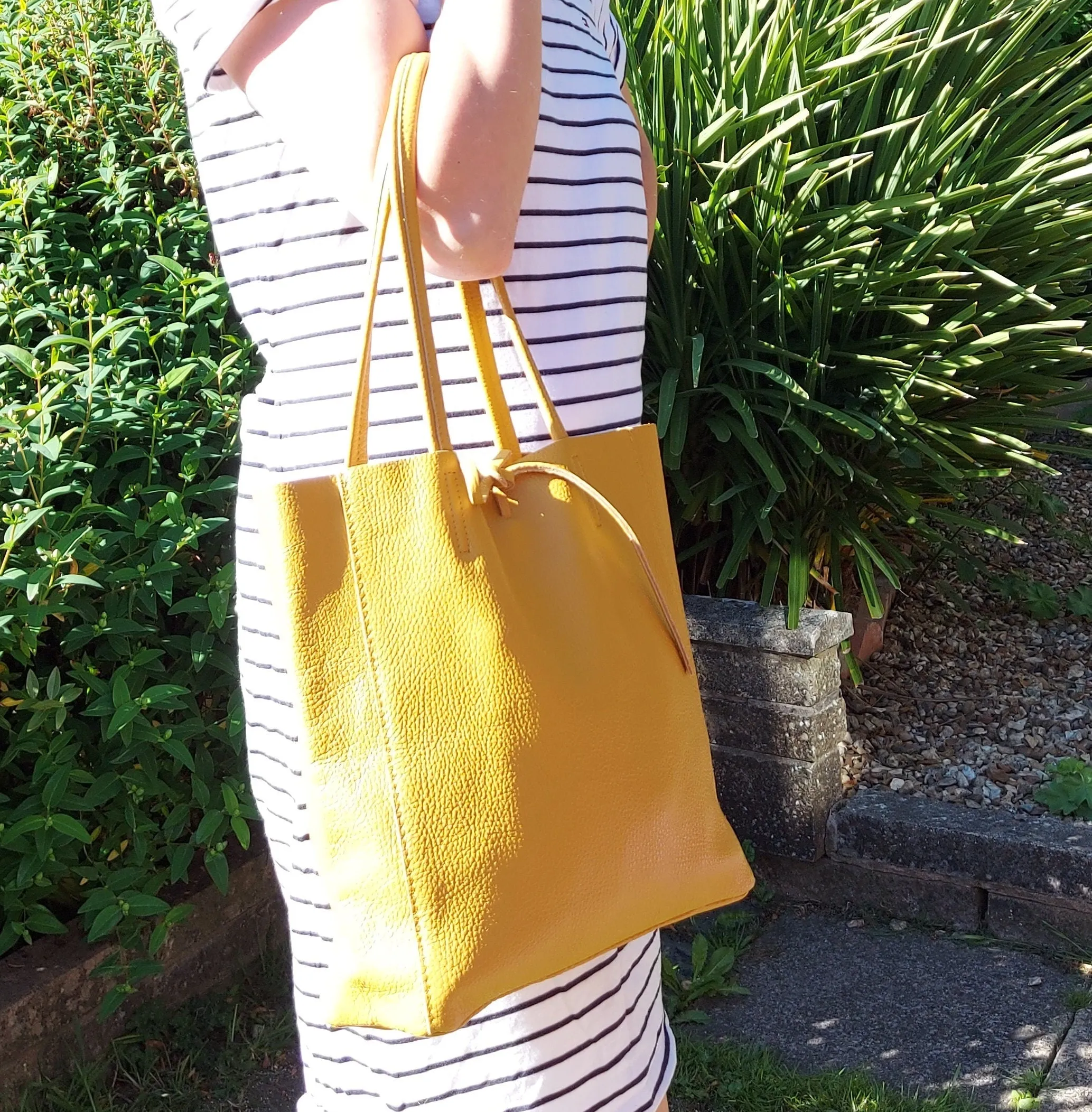 Pale Blue Genuine Leather Shopper Bag Medium Leather Tote Bag