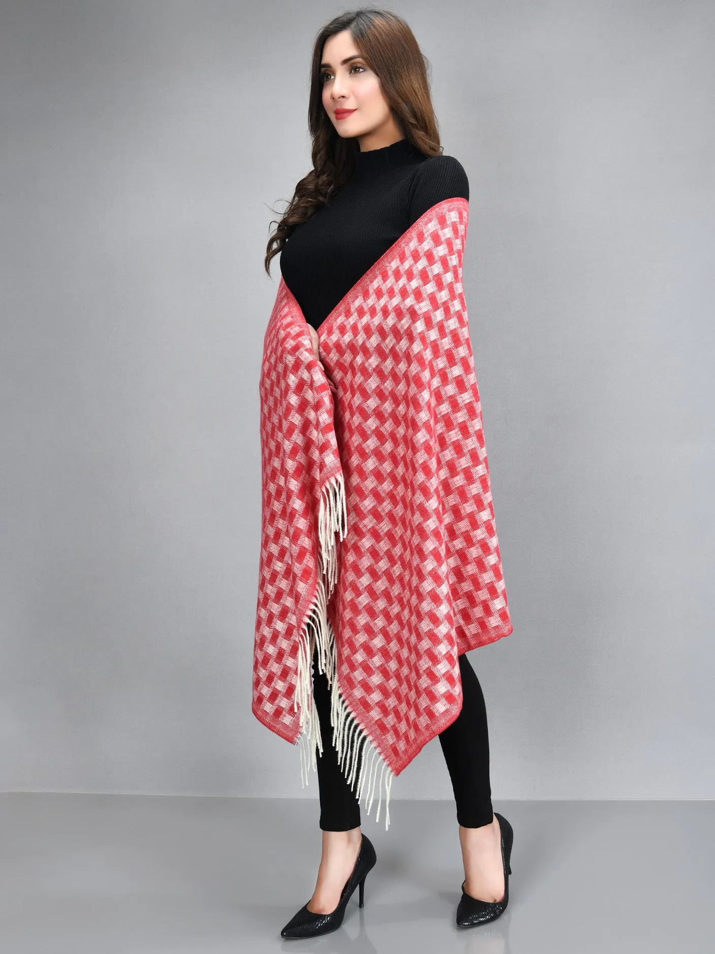 Patterened Shawl-Red