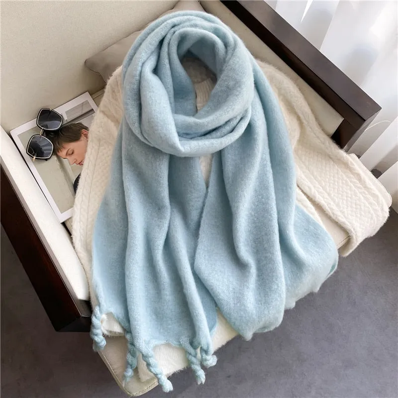 Plain Tassel Wool Scarf