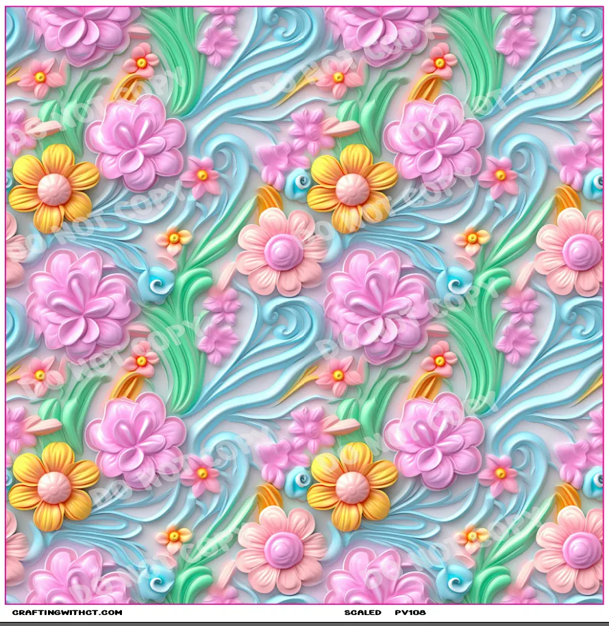 PV108 3D flowers 5 vinyl sheet
