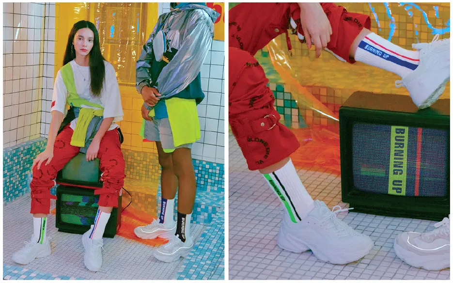 Rugby Burning up Street Fashion Socks (Crew 5pairs) BH15