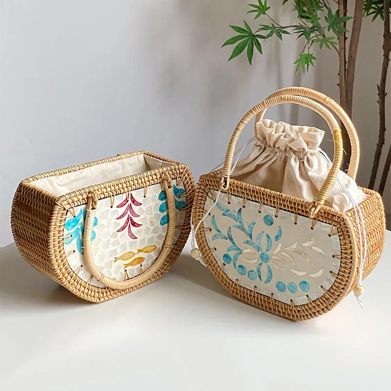 Shell Straw Rattan Handbags -Showtown