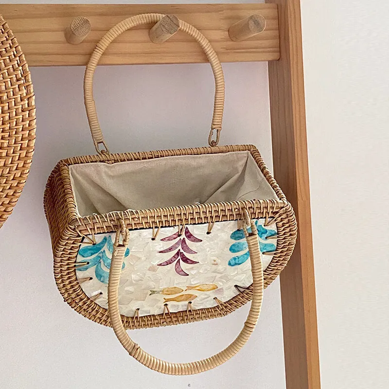 Shell Straw Rattan Handbags -Showtown
