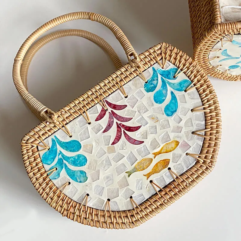 Shell Straw Rattan Handbags -Showtown