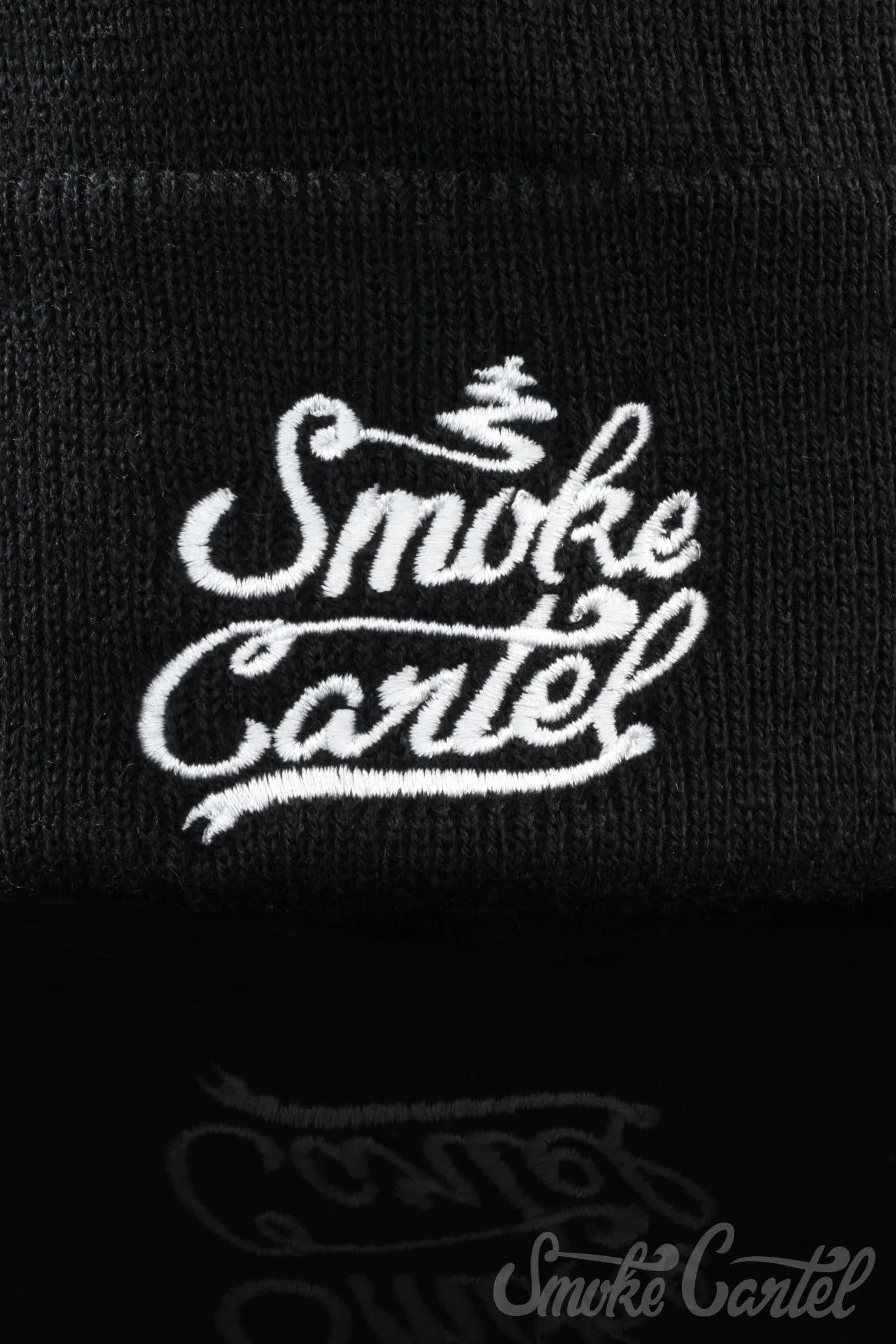 Smoke Cartel Black Cuff Beanie with Embroidered Logo