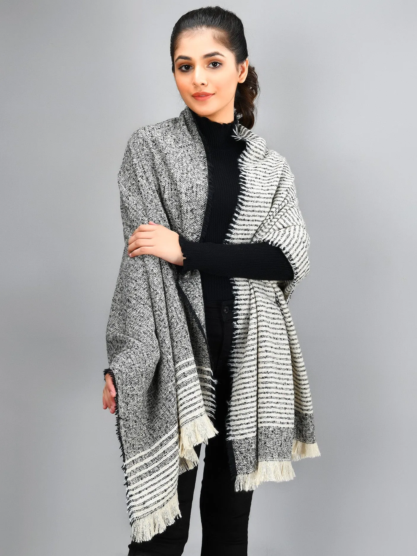 Striped Shawl - Black