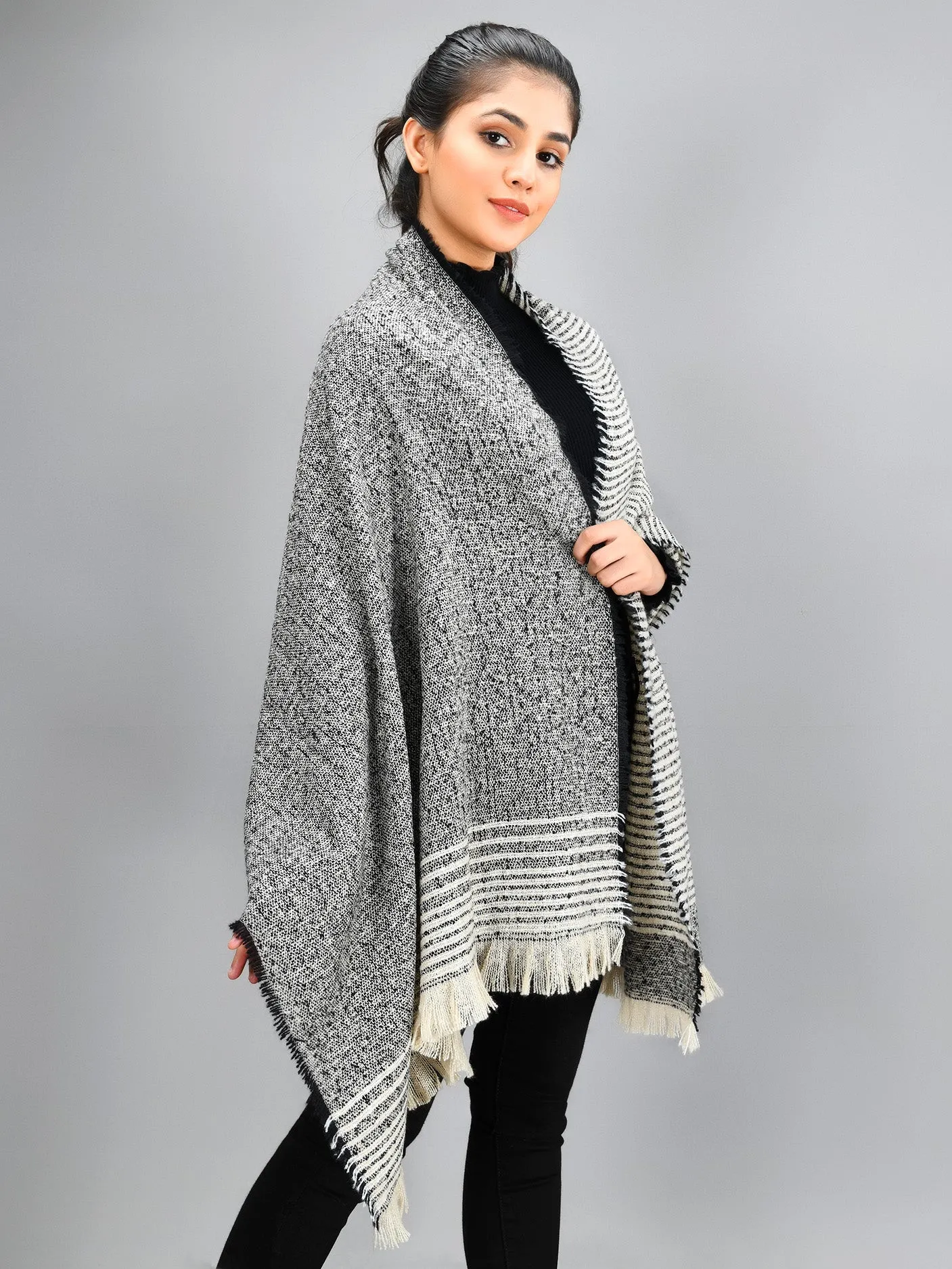 Striped Shawl - Black