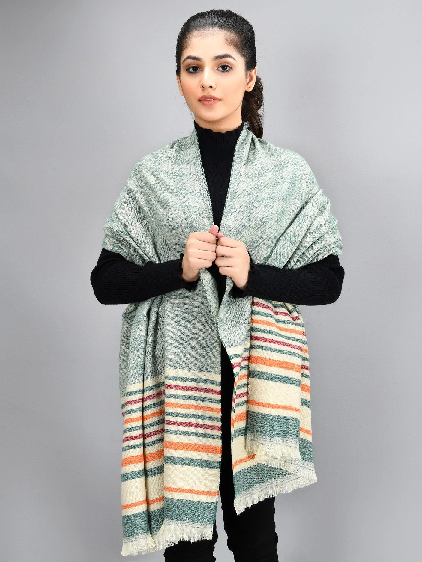 Striped Shawl - Green
