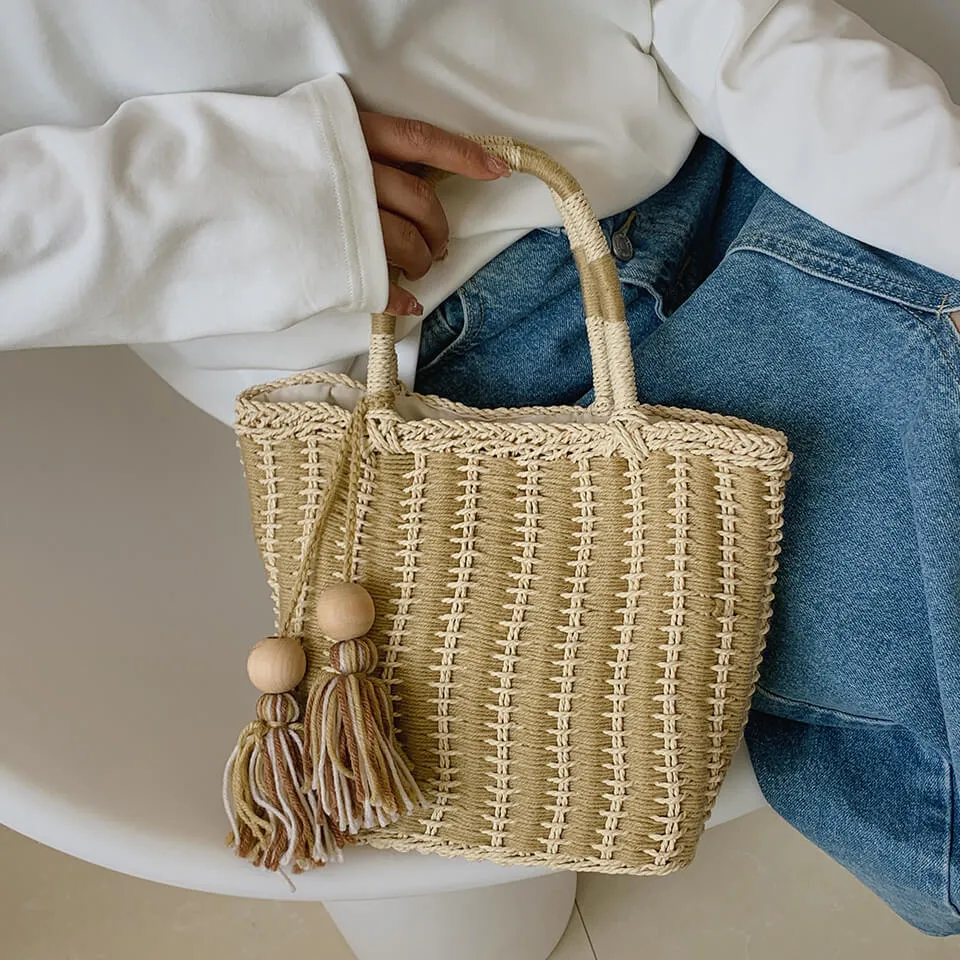Summer Beach Straw Shoulder Tote Bag Handbags For Women-Showtown