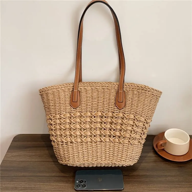 Vintage Women'S Woven Straw Handbags-Showtown
