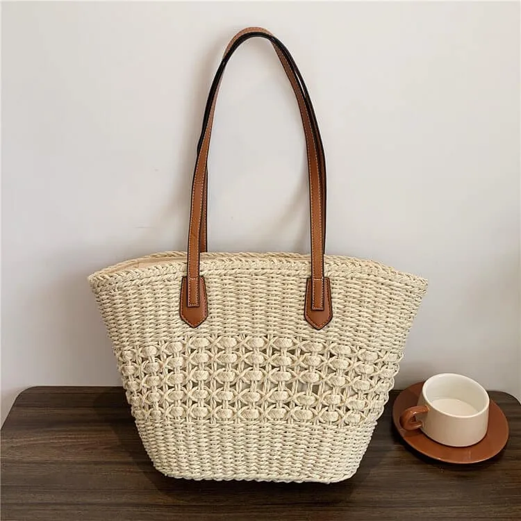Vintage Women'S Woven Straw Handbags-Showtown