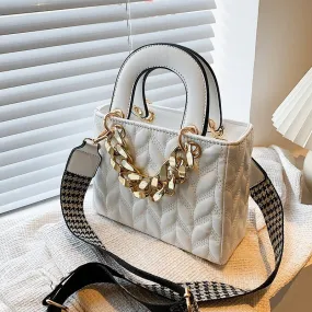 Vvsha Lattice Square Tote bag 2022 Summer New PU Leather Women's Designer Handbag Wide Shoulder strap Shoulder Messenger Bag Purses