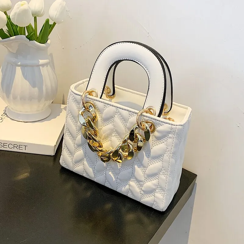 Vvsha Lattice Square Tote bag 2022 Summer New PU Leather Women's Designer Handbag Wide Shoulder strap Shoulder Messenger Bag Purses
