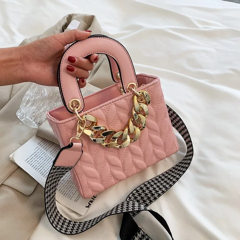 Vvsha Lattice Square Tote bag 2022 Summer New PU Leather Women's Designer Handbag Wide Shoulder strap Shoulder Messenger Bag Purses