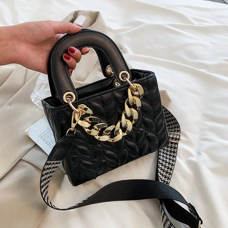 Vvsha Lattice Square Tote bag 2022 Summer New PU Leather Women's Designer Handbag Wide Shoulder strap Shoulder Messenger Bag Purses