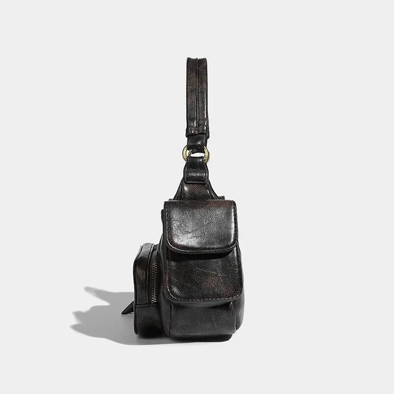 Vvsha Moto & Biker Underarm Bags For Women Luxury Designer Handbag And Purses 2023 New In Vintage Multiple Pockets Shoulder Crossbody